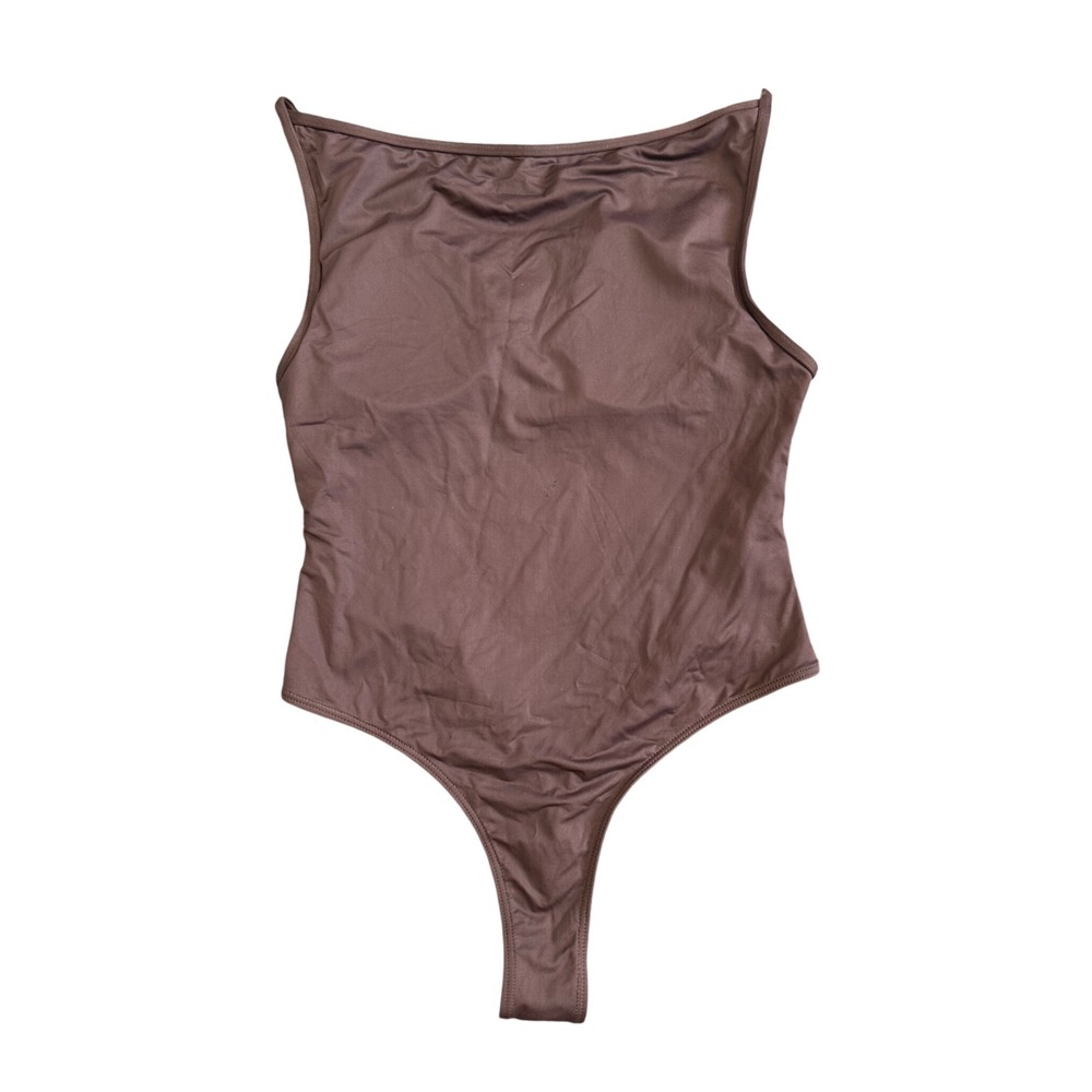 Shasa Sea La Vie Brown Boat Neck Thong One Piece Swimsuit NWT Size Large